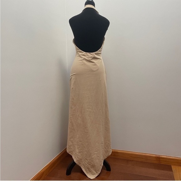 NEW! Camila Coelho- Kaseya Midi Dress Nude Halter Neck Drawstring Backless XL - Picture 11 of 15